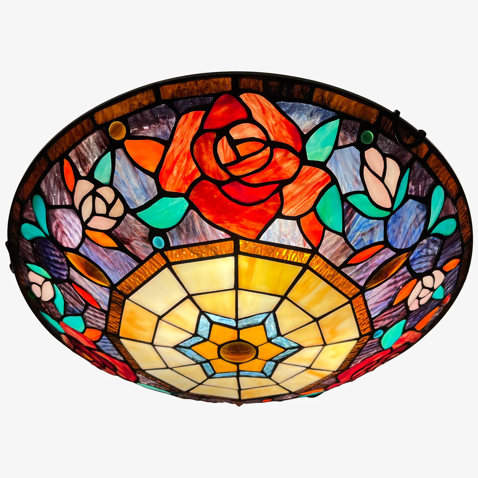 ARTZONE Tiffany Ceiling Lights, Stained Glass Ceiling Light 3-Lights 16 Inch Tiffany Flush Mount Ceiling Light for Bedroom Dining Living Room Entryway Foyer