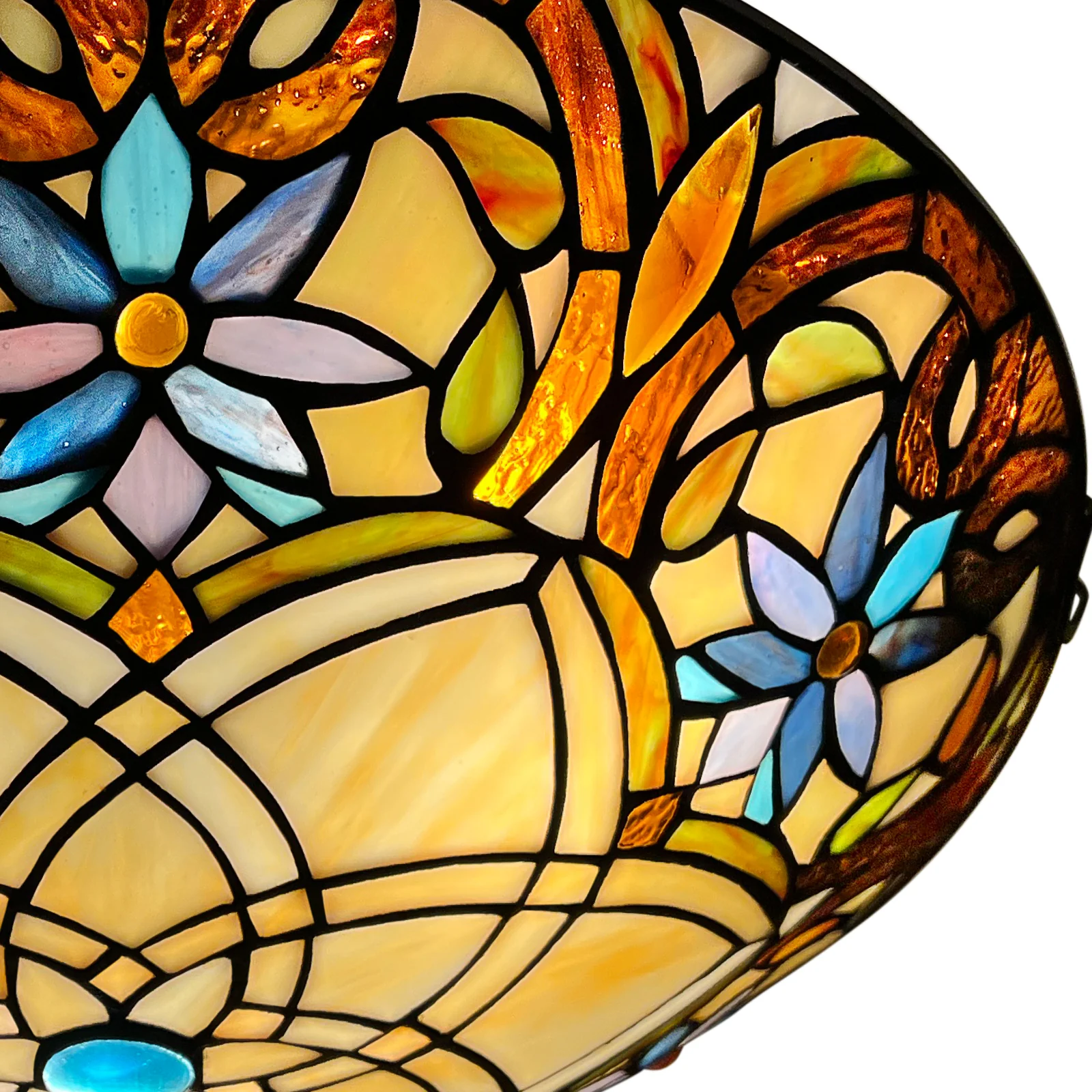 ARTZONE Tiffany Ceiling Lights, Stained Glass Ceiling Light 3-Lights 16 Inch Tiffany Flush Mount Ceiling Light for Bedroom Dining Living Room Entryway Foyer - Image 5
