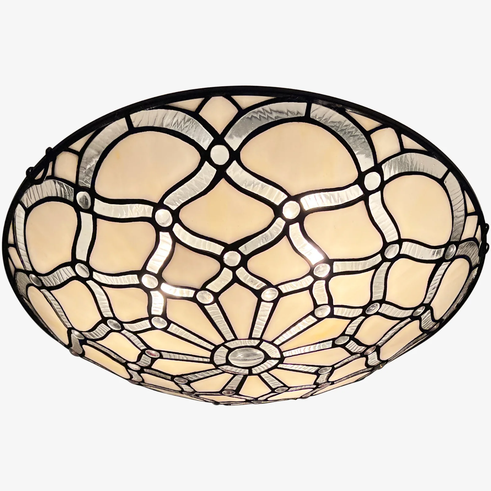 ARTZONE Tiffany Ceiling Lights, Stained Glass Ceiling Light 3-Lights 16 Inch Tiffany Flush Mount Ceiling Light for Bedroom Dining Living Room Entryway Foyer