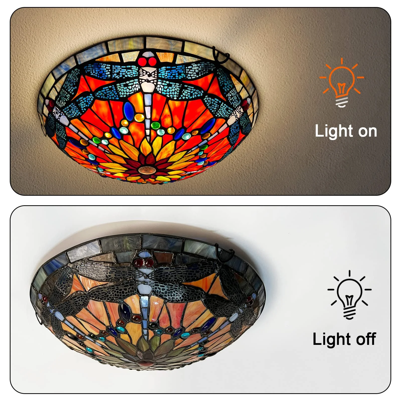 Artzone Tiffany Stained Glass Flush Mount Ceiling Light - Image 13