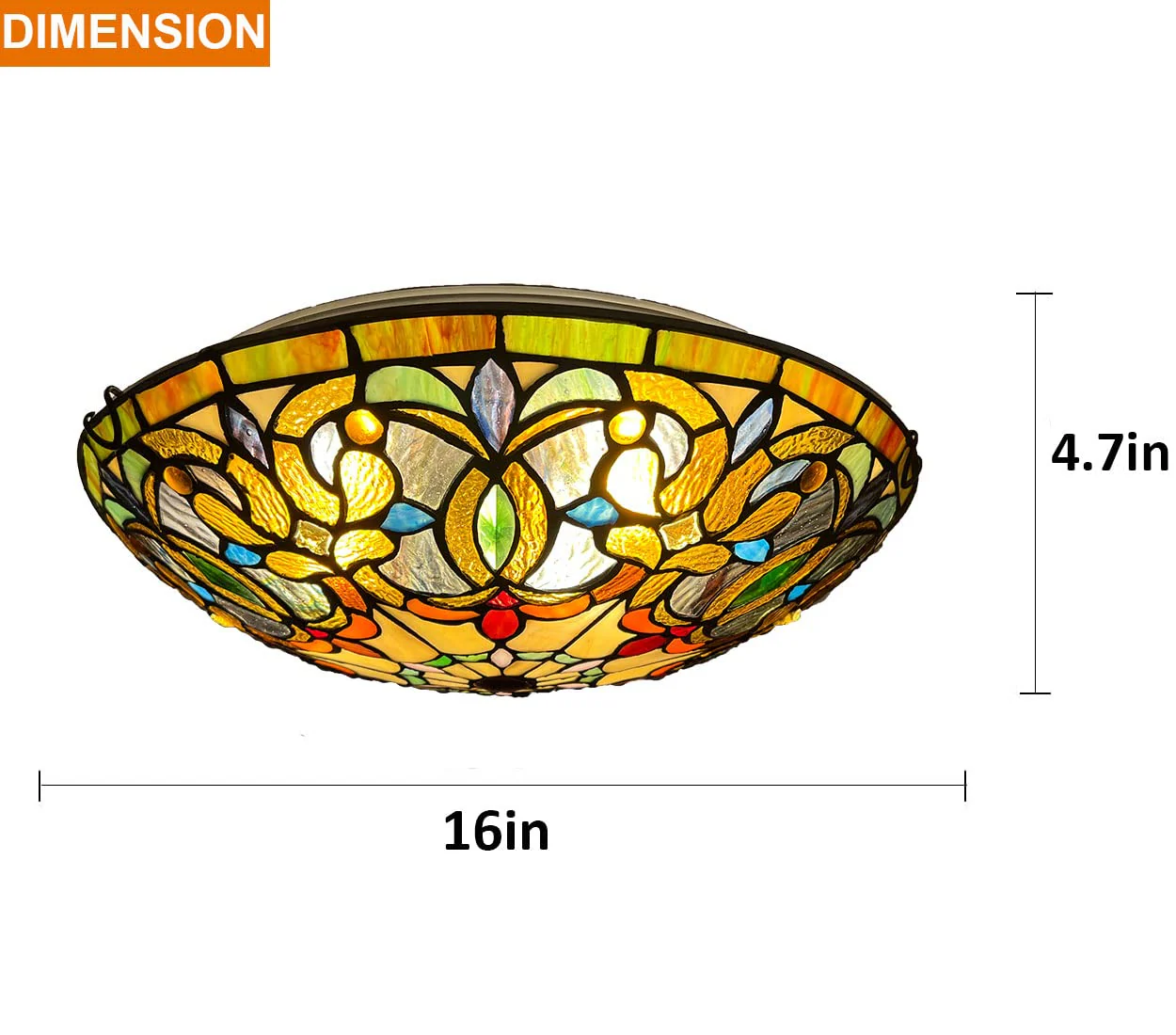 Artzone Tiffany Stained Glass Flush Mount Ceiling Light - Image 7