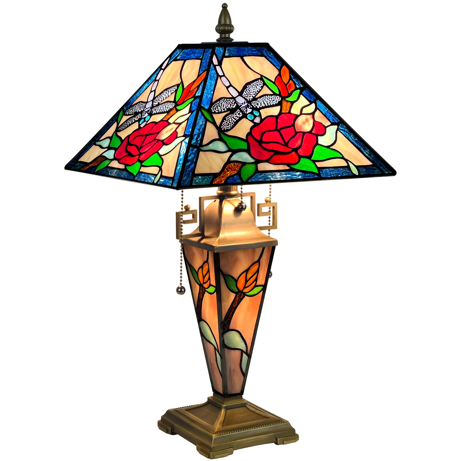 ARTZONE Tiffany Table Lamp with Nighlight [W12''xH24''], Tiffany Table Lights Antique Stained Glass Bedside Table Lamp for Bedside/Desk Reading/Living Room/Home Office/Bedroom - Image 9