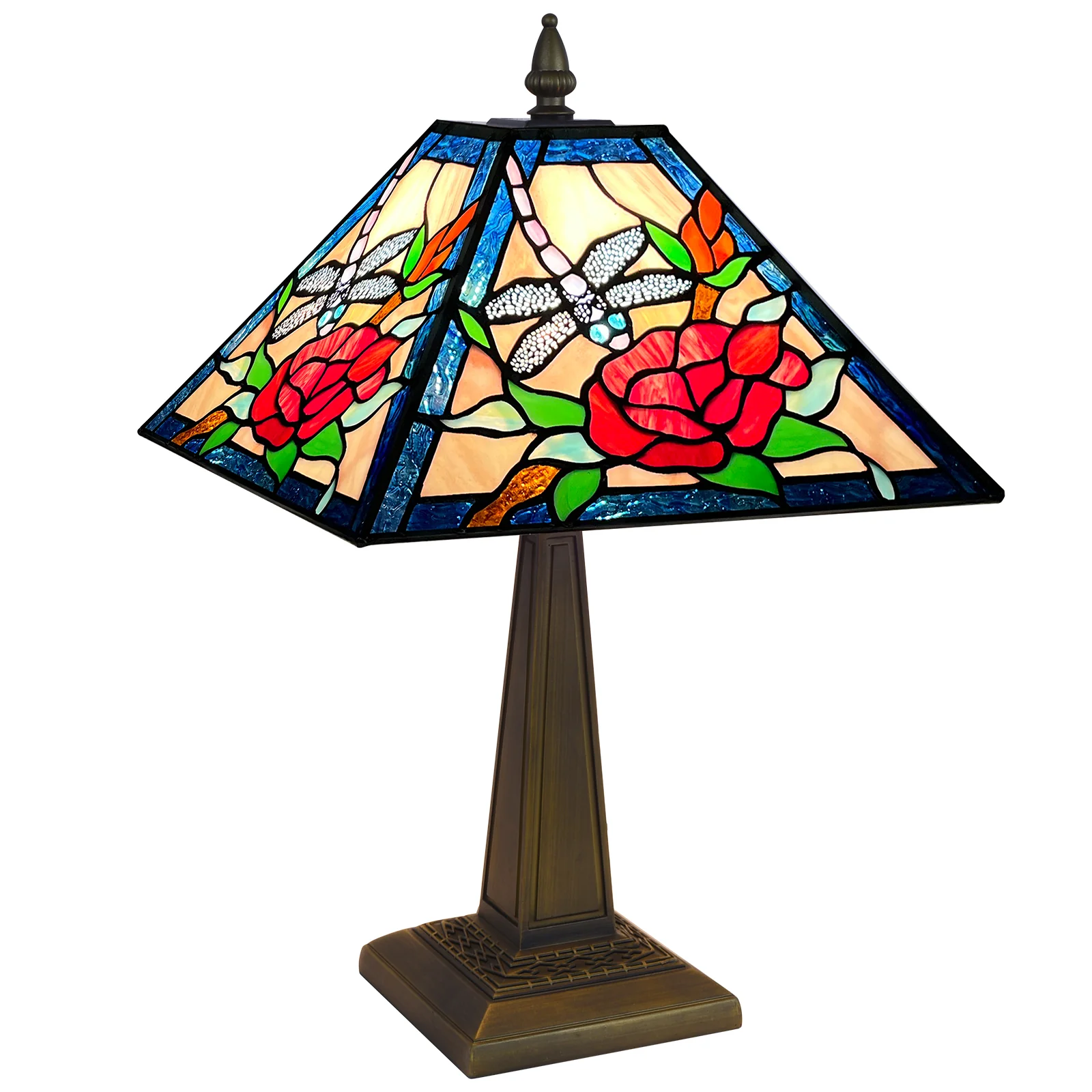ARTZONE Tiffany Table Lamp[W12''xH20''], Tiffany Table Lights Antique Stained Glass Bedside Table Lamp for Bedside/Desk Reading/Living Room/Home Office/Bedroom - Image 8