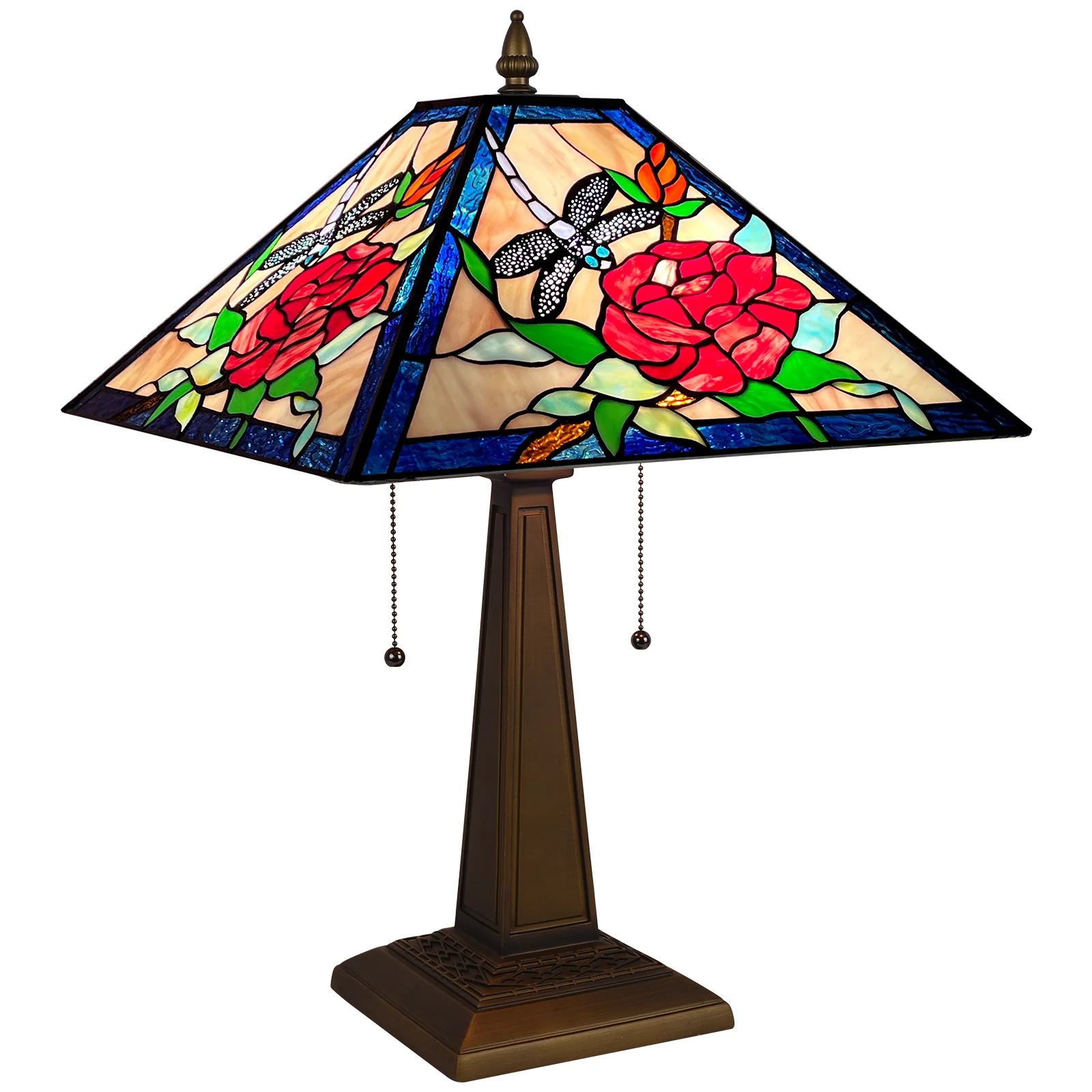 ARTZONE Tiffany Table Lamp[W16''xH24''], Tiffany Table Lights Antique Stained Glass Bedside Table Lamp for Bedside/Desk Reading/Living Room/Home Office/Bedroom - Image 8