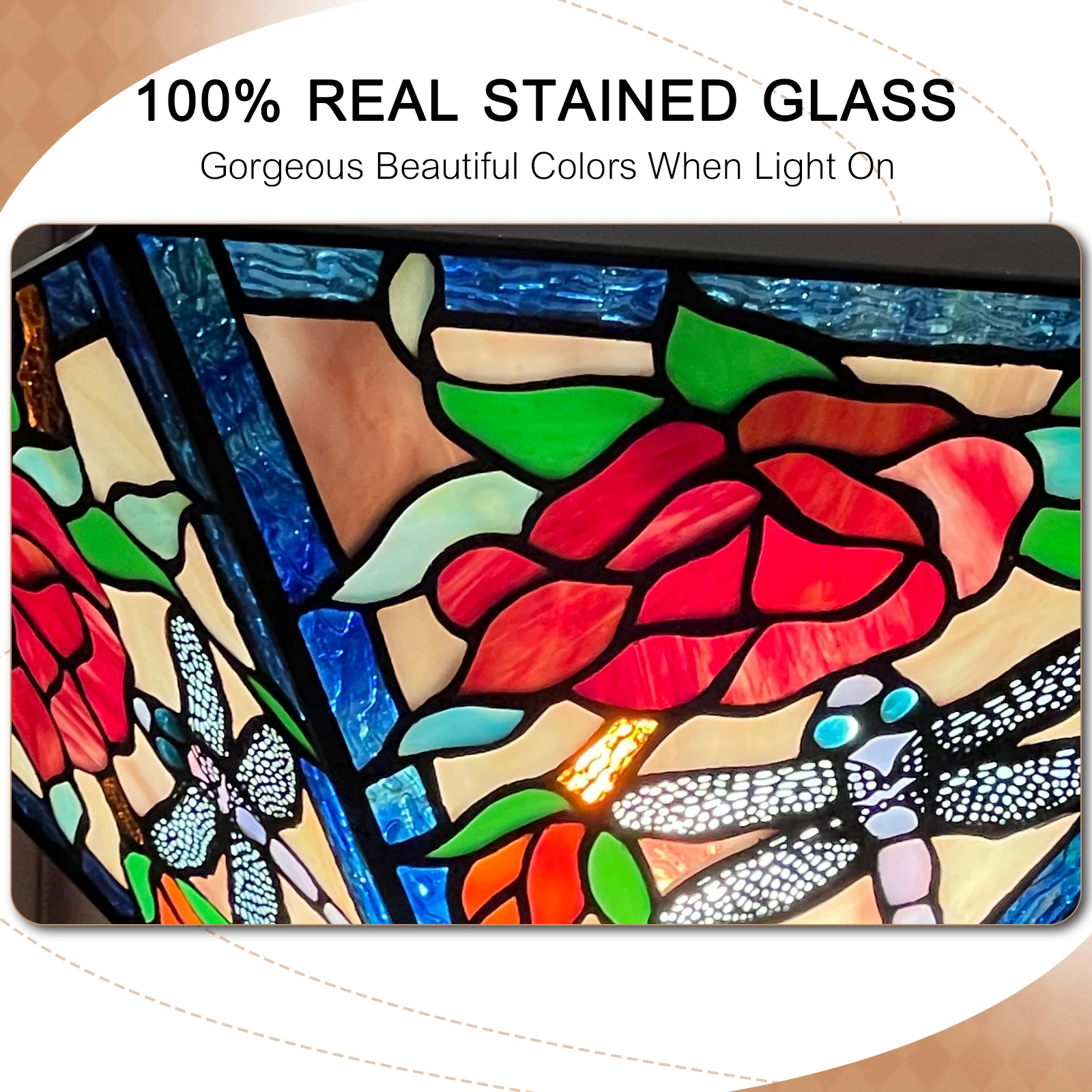 ARTZONE Tiffany Torchiere Floor Lamp,Handcrafted Stained Glass Lamp Shade,Antique Style Standing Corner Light for Living Room and Bedroom - Image 4