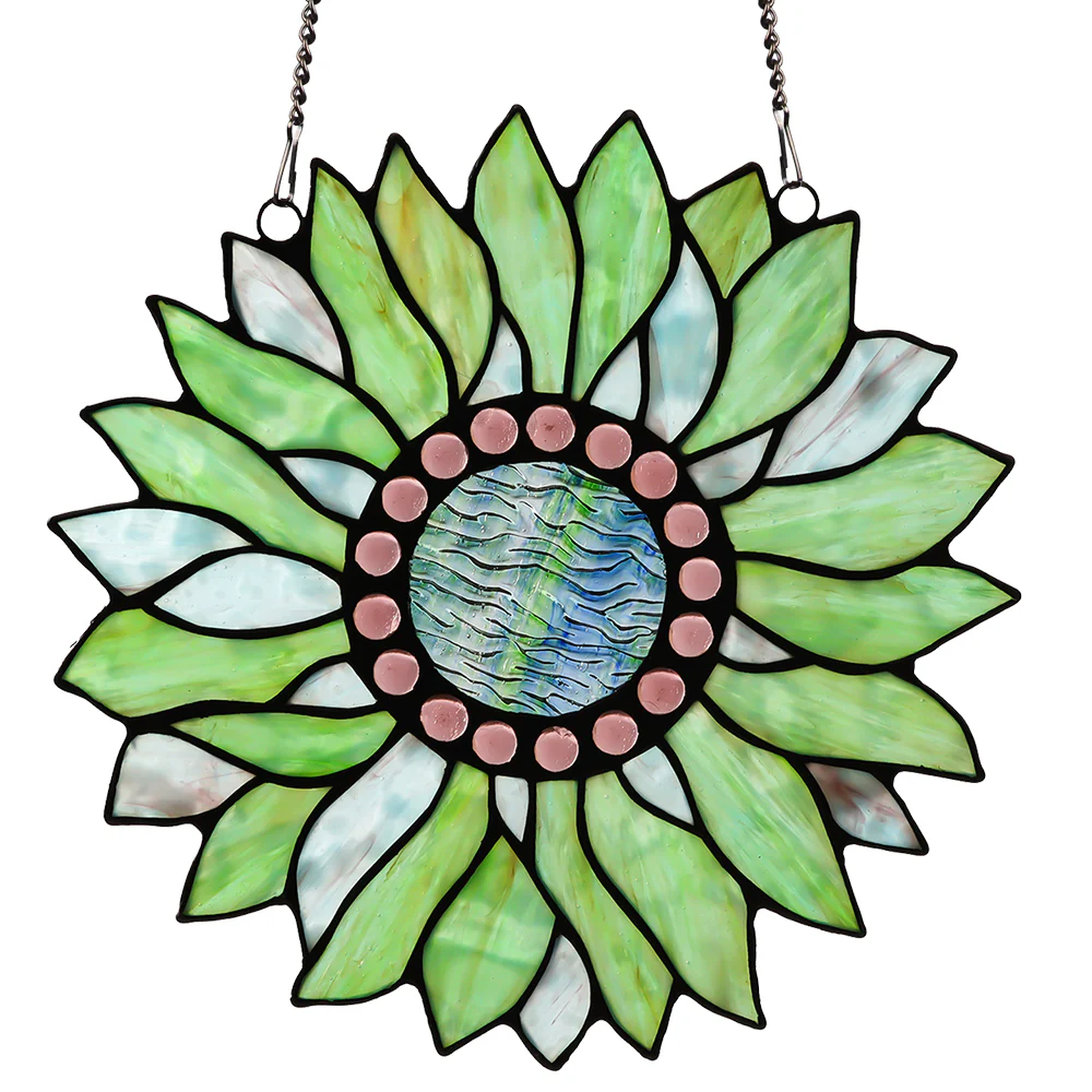 Capulina Sunflower Stained Glass Window Hangings Suncatcher for Window,Handmade Tiffany Glass Crafts for Family and Friends - Image 14