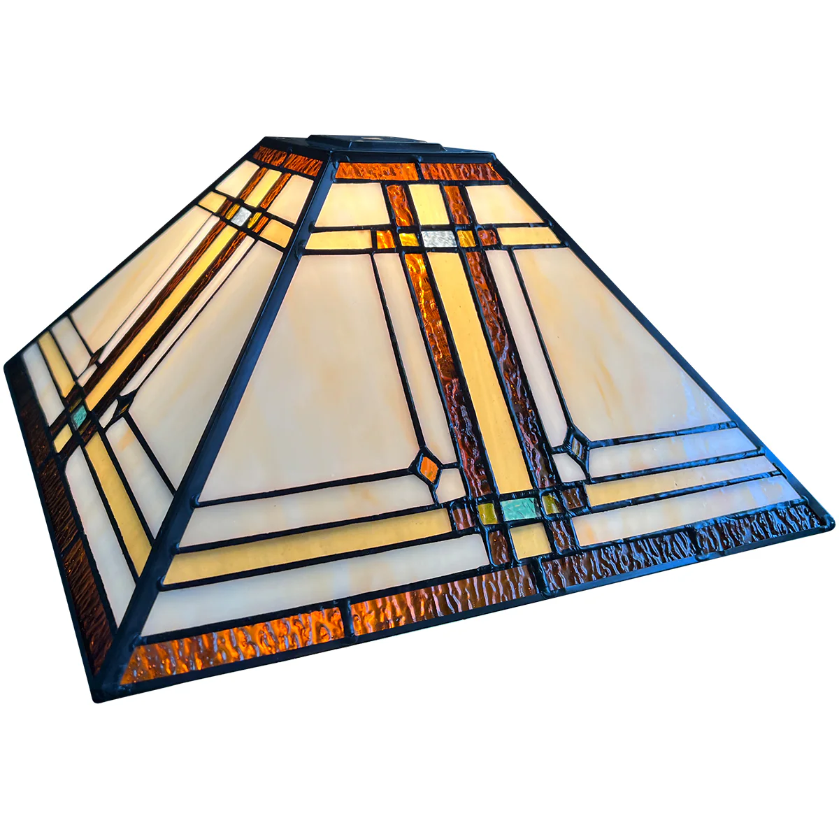 Capulina Tiffany Lamp Shade 12 Inches Wide Accessories Replacement Cream Mission Style Stained Glass Lampshade Only for Table Lamp