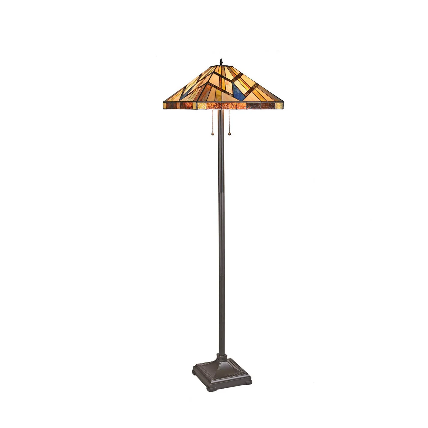Capulina Tiffany Style Floor Lamp 2-Light 16 Inches Wide Cream Amber Stained Glass Antique Style Standing Lamp for Living Room Bedroom Home Office