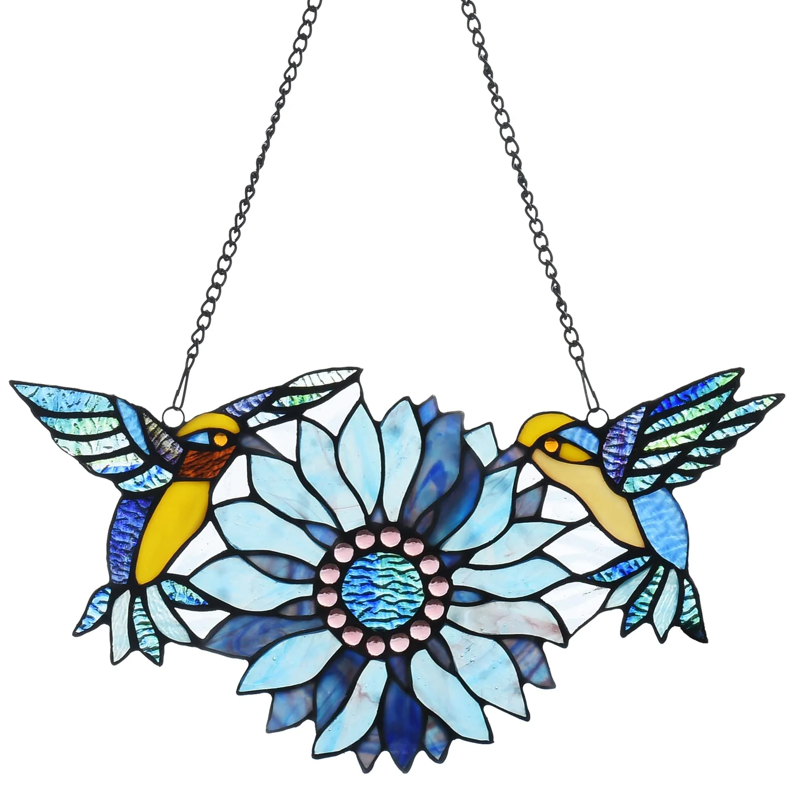 Capulina Sunflower Hummingbirds Stained Glass Window Flower Birds - Image 8