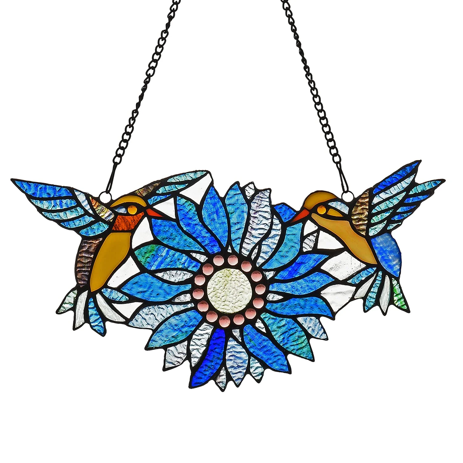Capulina Sunflower Hummingbirds Stained Glass Window Hangings - Image 14