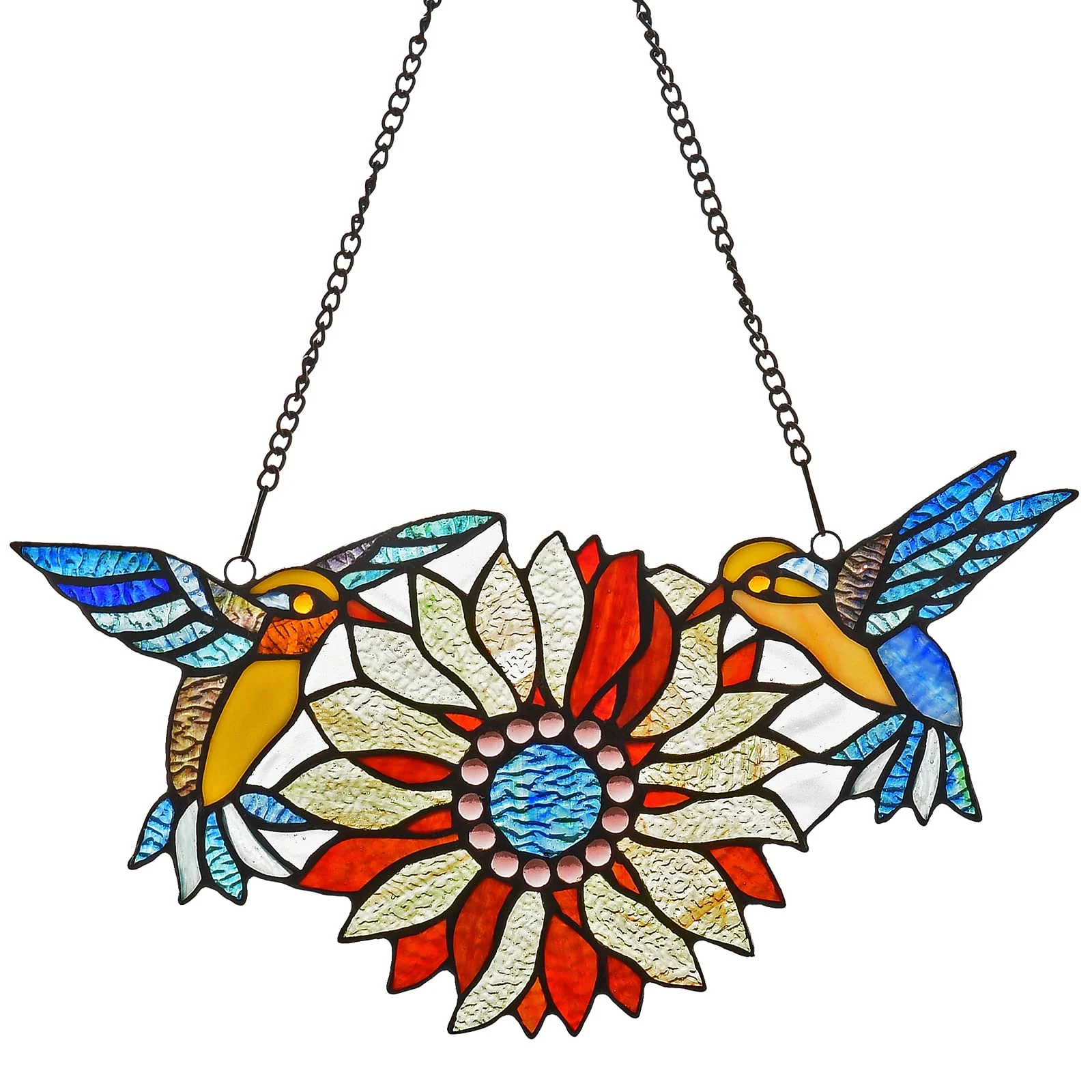 Capulina Sunflower Hummingbirds Stained Glass Window Hangings - Image 17