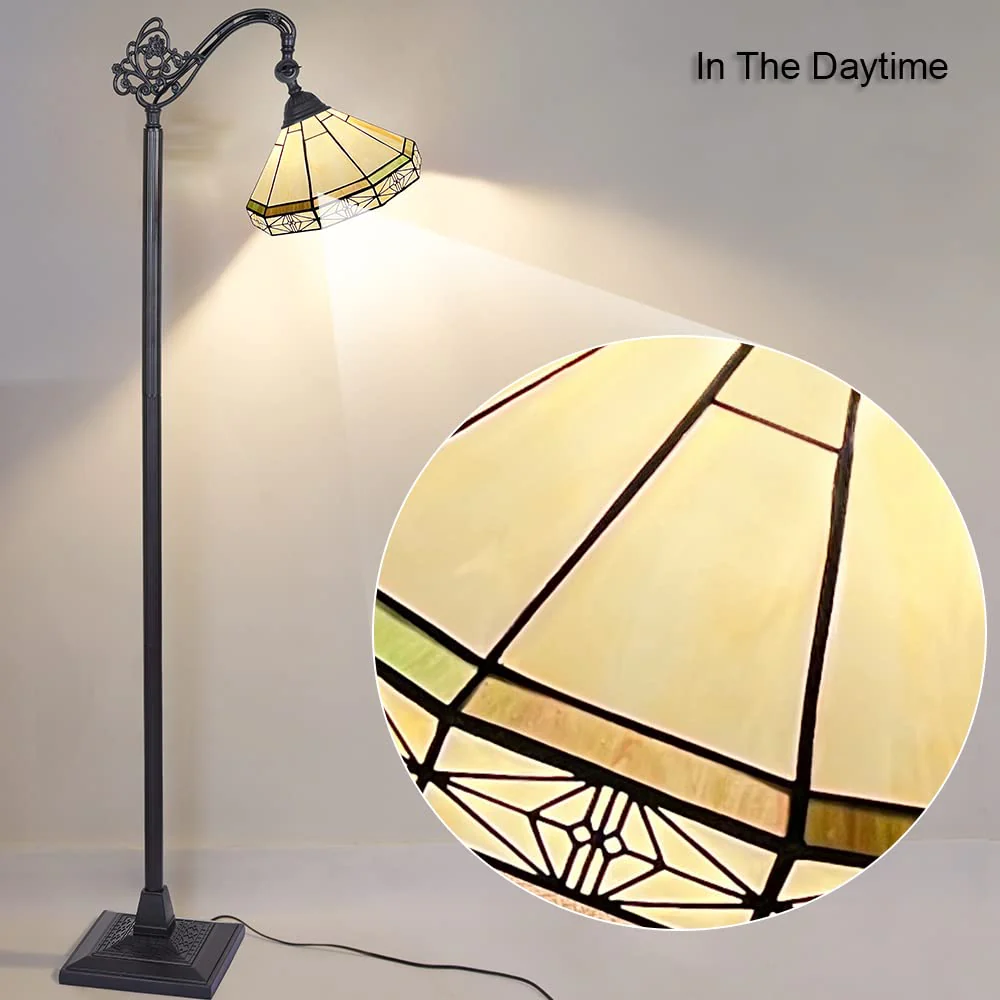 Capulina Tiffany Floor Lamp Tall Antique Mission Style Soft Light Arched Gooseneck - Image 3