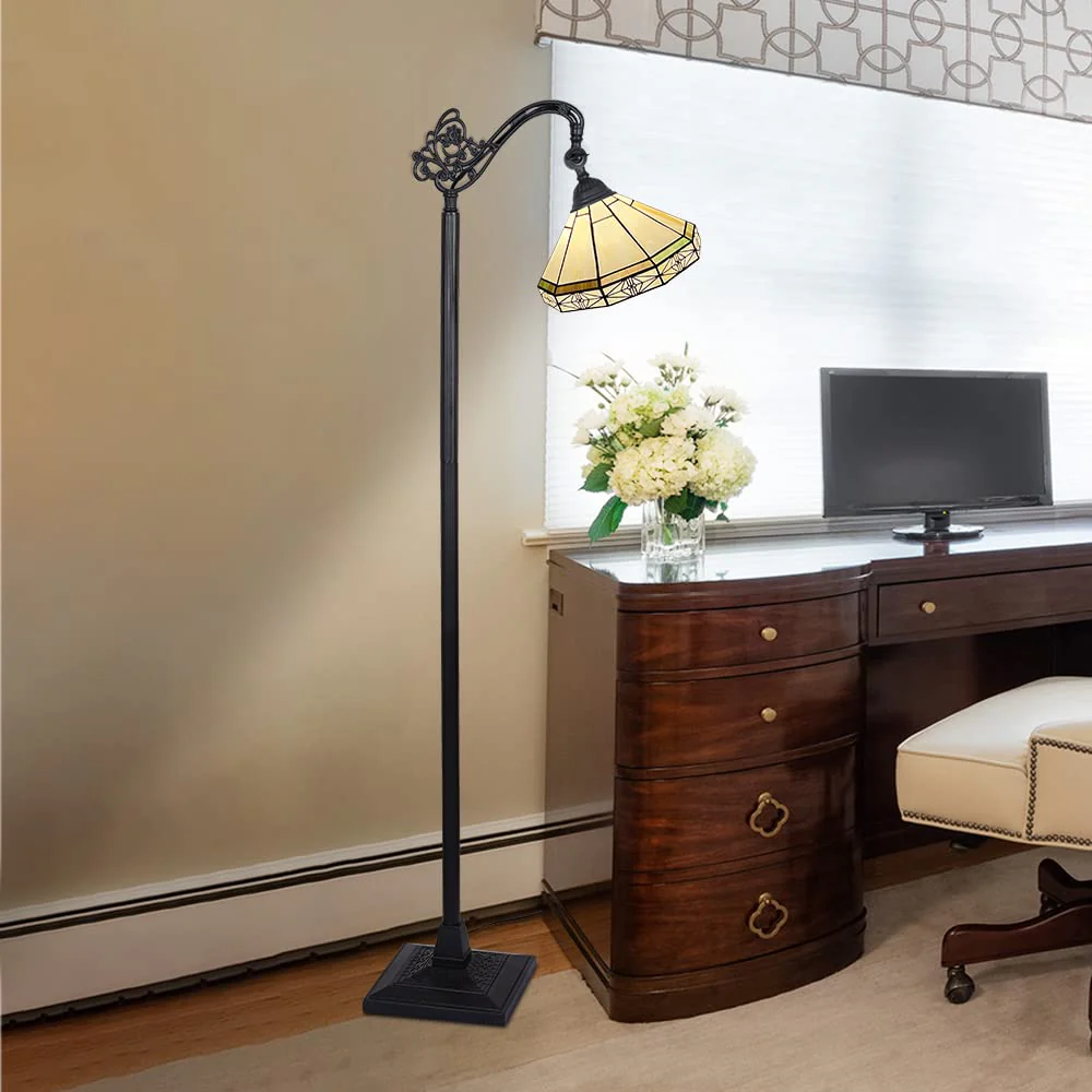 Capulina Tiffany Floor Lamp Tall Antique Mission Style Soft Light Arched Gooseneck - Image 4