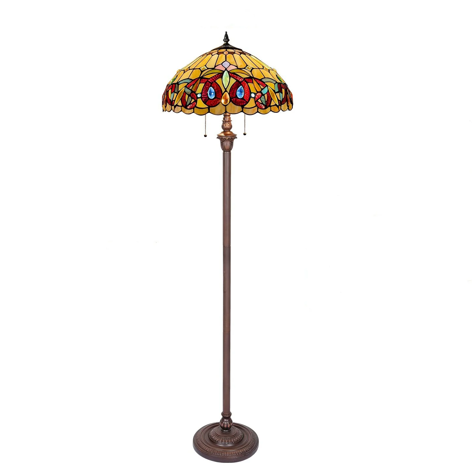 Capulina Tiffany Floor Lamp 2-Light 16 Wide Antique Victorian Style Stained Glass Industrial Dark Bronze Pole Standing Reading Light for Living Room Bedroom Office - Image 8