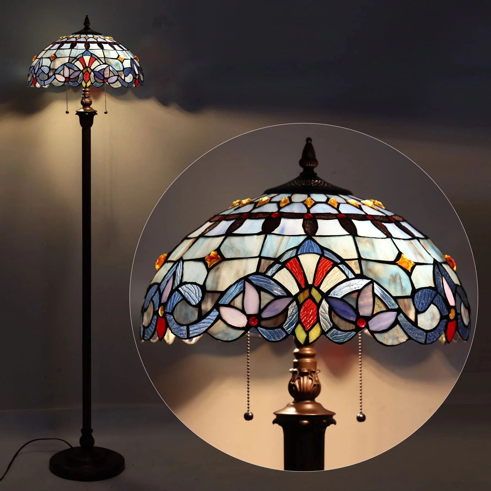 Capulina Tiffany Floor LampTraditional Art StyleStanding Lamp - Image 4