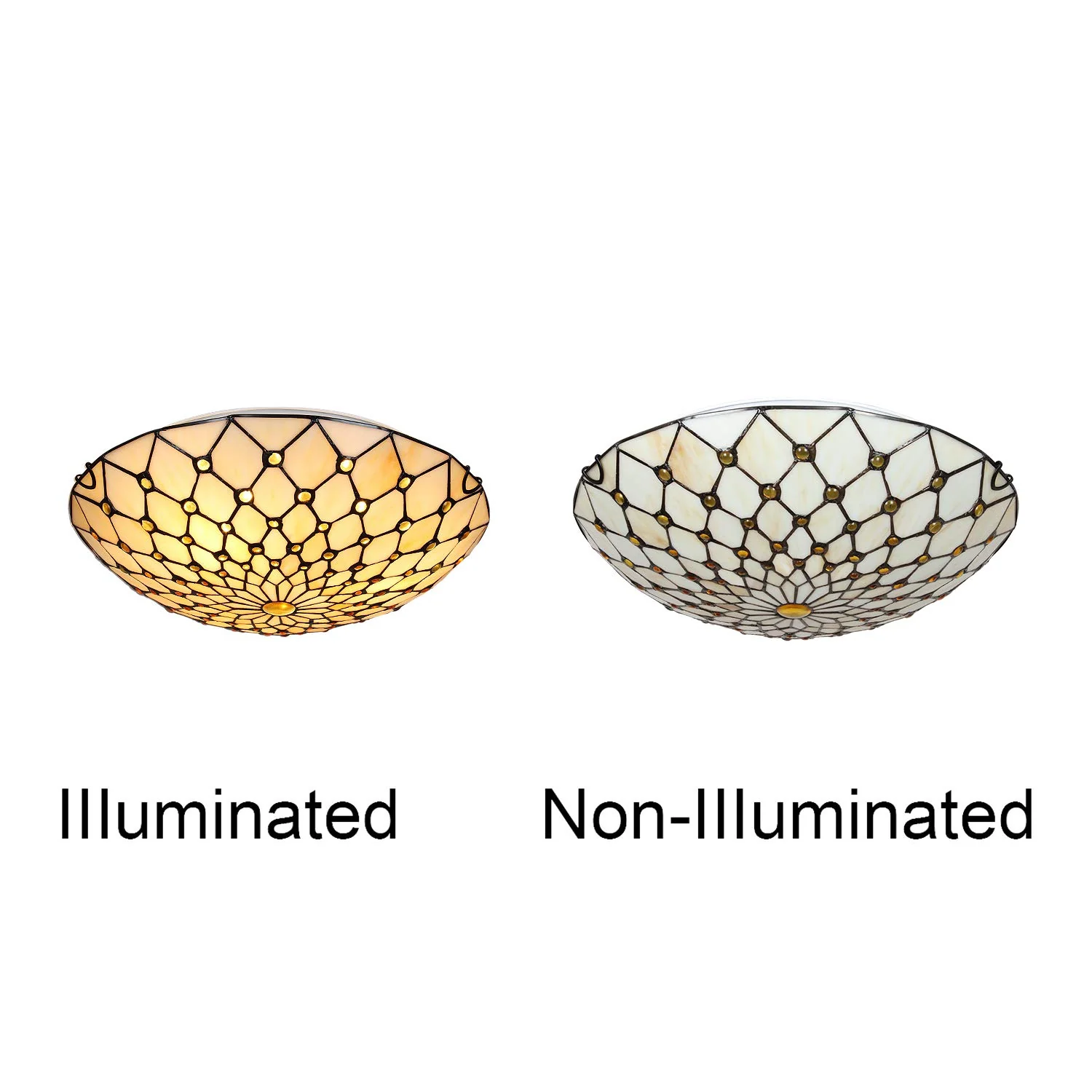 Tiffany Flush Mount Ceiling Light 3-Light 16 Inch Stained Glass Ceiling Light for Bedroom,Living Room, Entryway,Foyer - Image 6