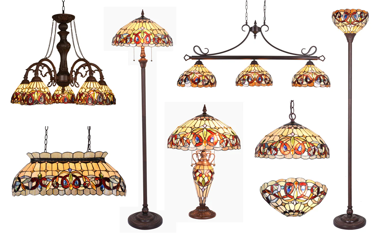 Capulina Tiffany Large Table Lamp 3-Light Desk Light - Image 8