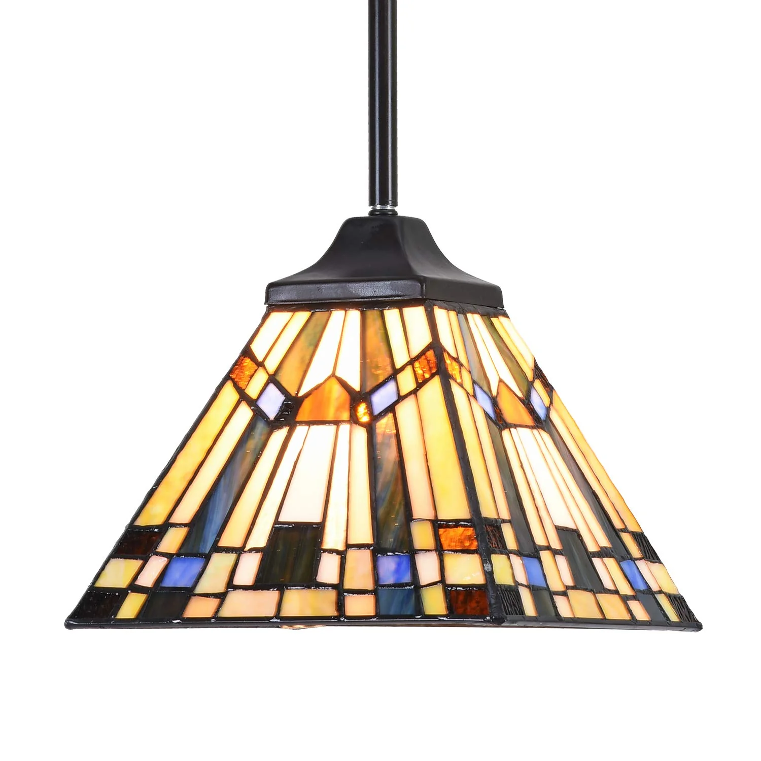 Capulina Tiffany Mini Pendant Light 8 Inch Wide Green Blue Style Stained Glass Hanging Lamp for Kitchen Island Dining Room Bar Hallway - Image 7