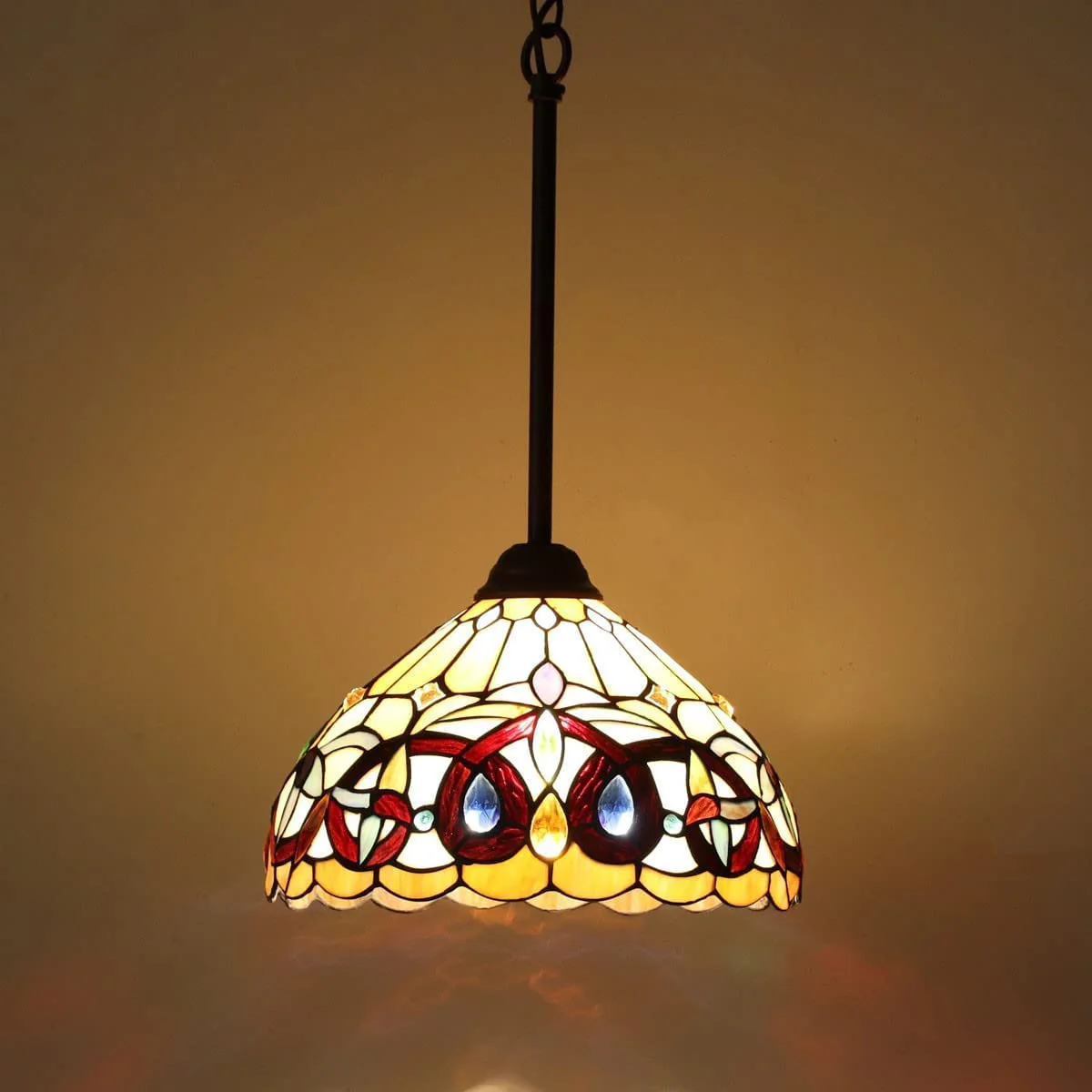 Capulina Tiffany Mini Pendant Light Wide Victorian Style - Image 4