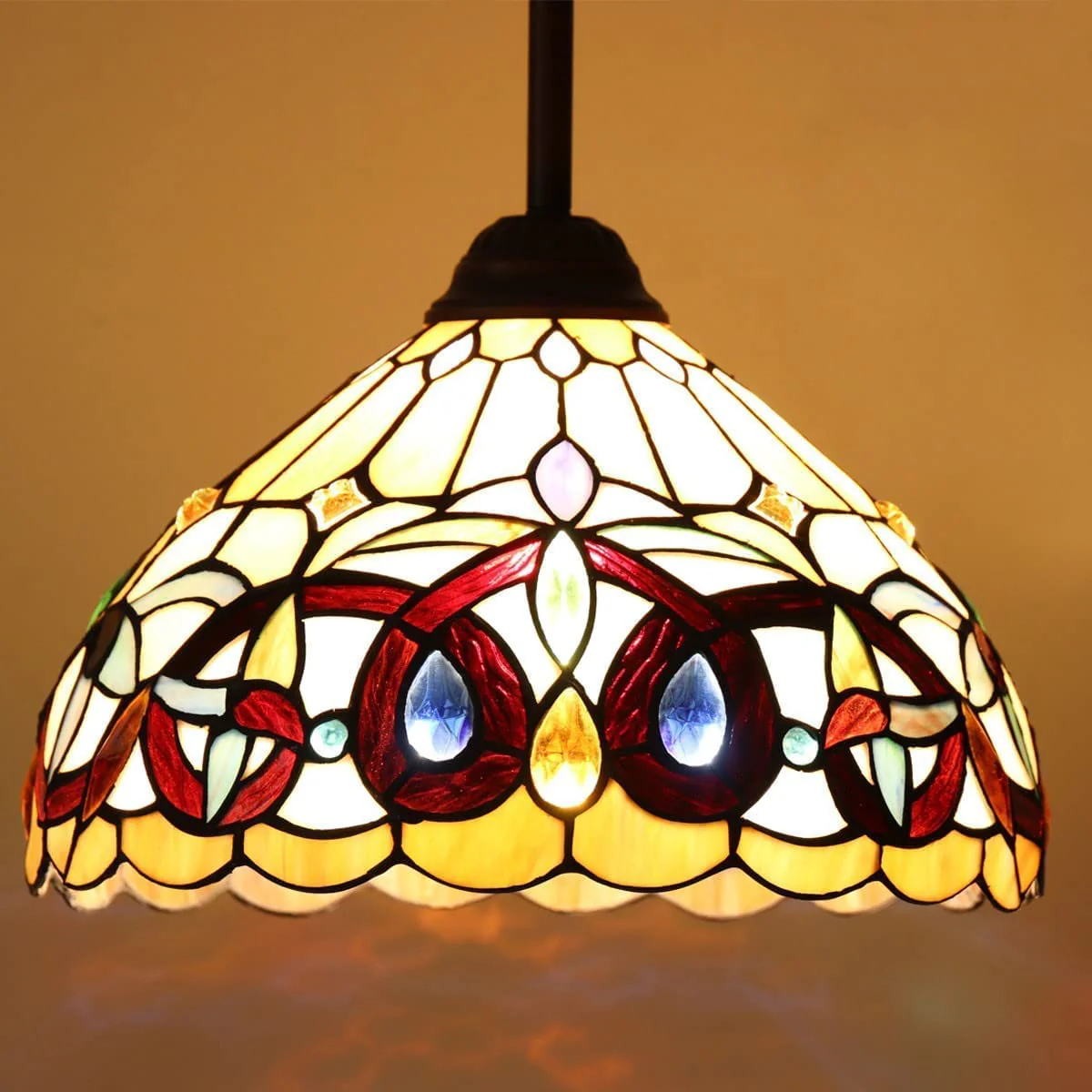 Capulina Tiffany Mini Pendant Light Wide Victorian Style - Image 5