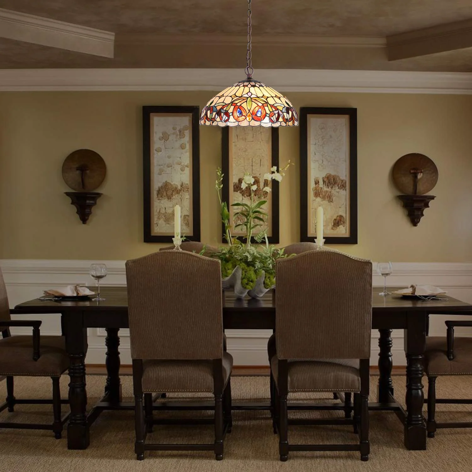 Capulina Tiffany Pendant Light Stained Glass Hanging Lamp - Image 3
