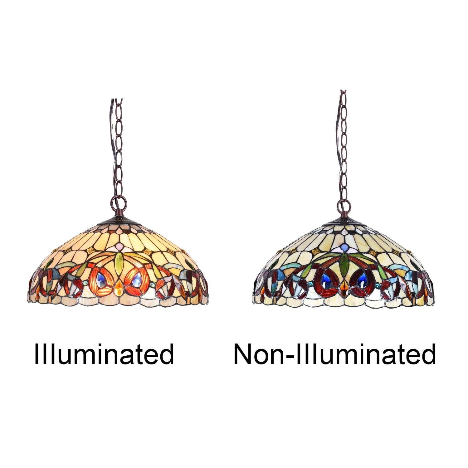 Capulina Tiffany Pendant Light Stained Glass Hanging Lamp - Image 5