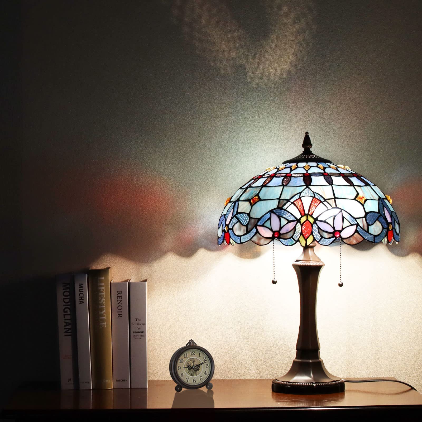 Capulina Tiffany Table Lamp Bedside Reading Lamp 2-Light 16" Wide Traditional Crafts Antique Art Style Desk Lamp for Bedrooms Living Room - Image 4