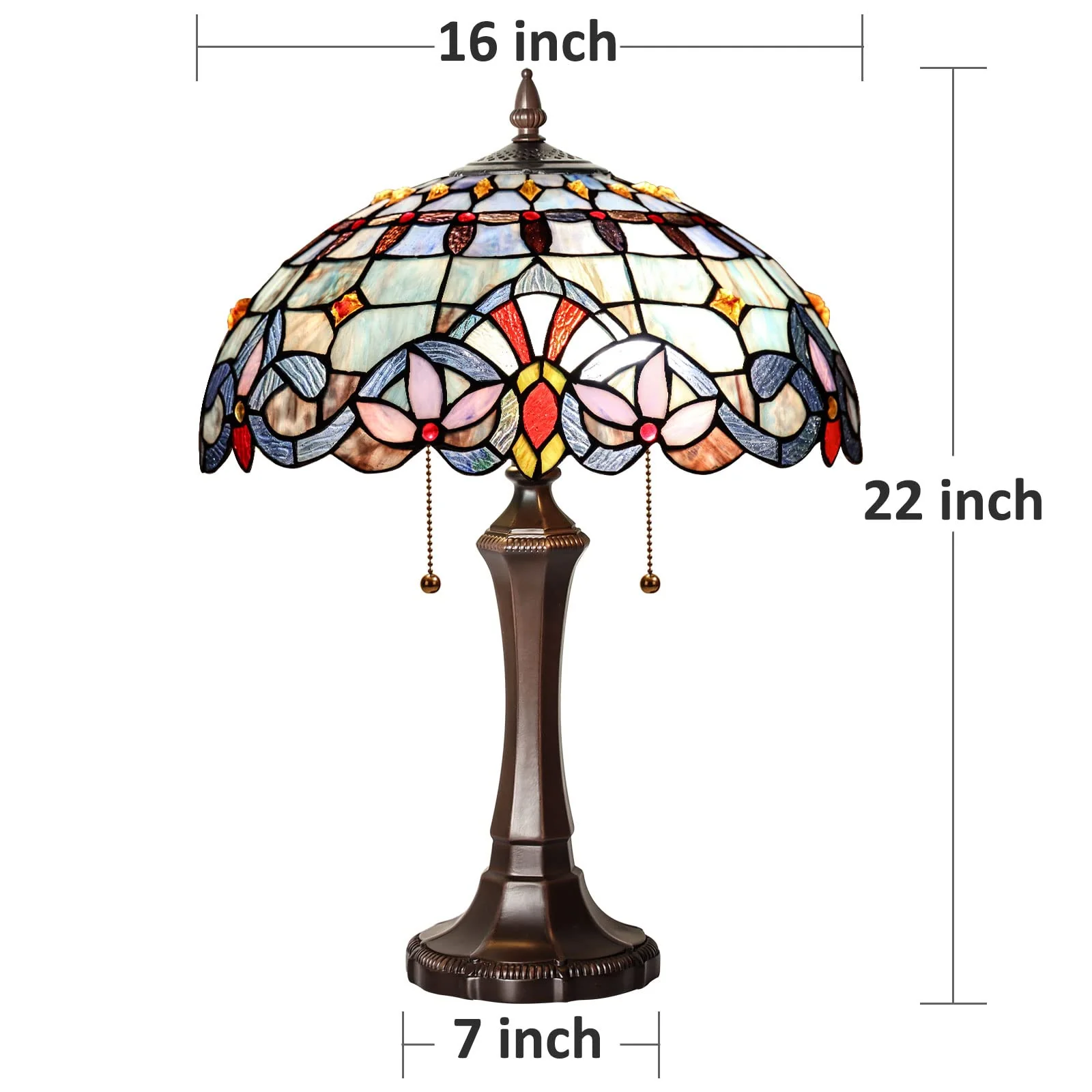 Capulina Tiffany Table Lamp Bedside Reading Lamp 2-Light 16" Wide Traditional Crafts Antique Art Style Desk Lamp for Bedrooms Living Room - Image 7