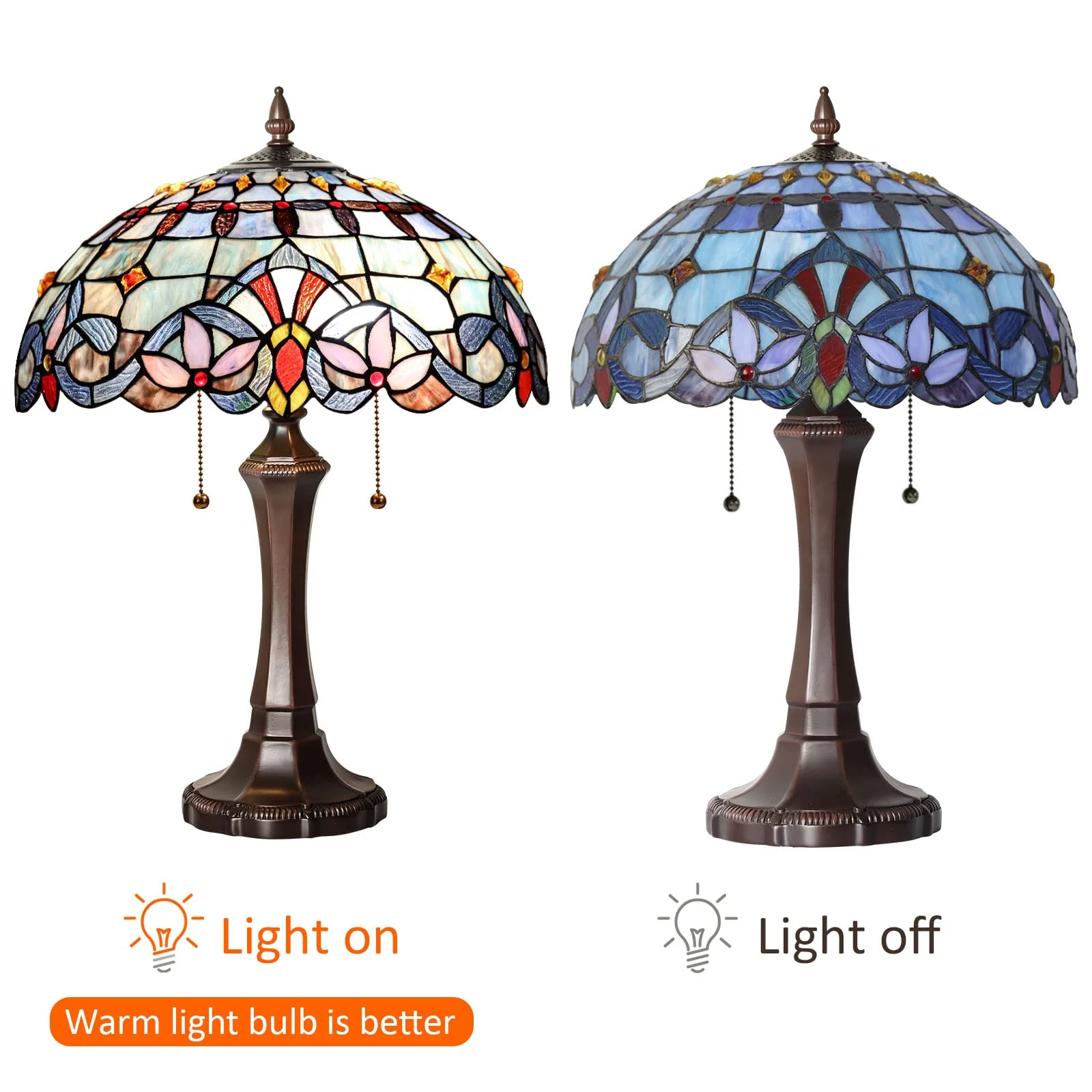 Capulina Tiffany Table Lamp Bedside Reading Lamp 2-Light 16" Wide Traditional Crafts Antique Art Style Desk Lamp for Bedrooms Living Room - Image 8