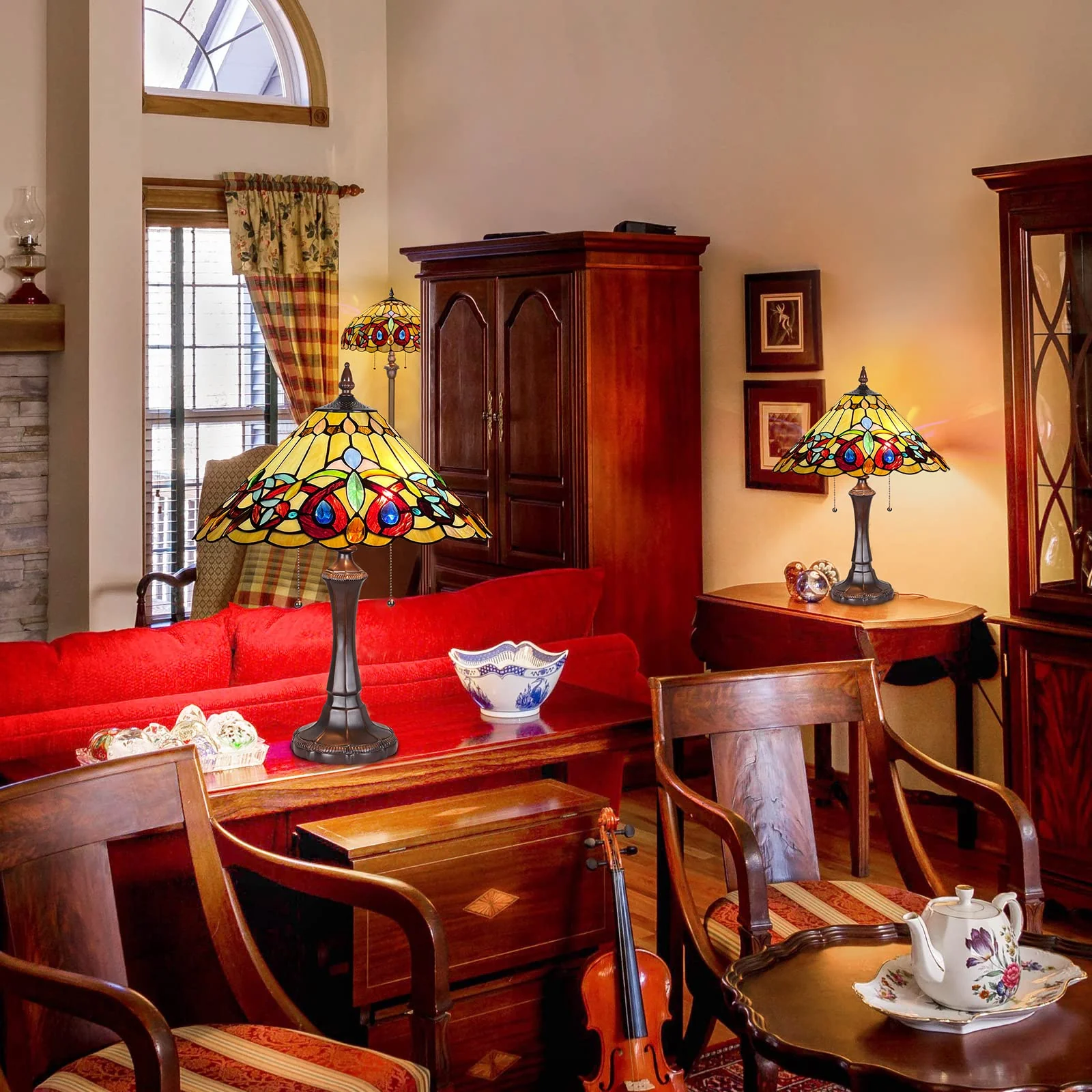 Capulina Tiffany Table Lamp Bedside Reading Lamp Victorian Style - Image 3