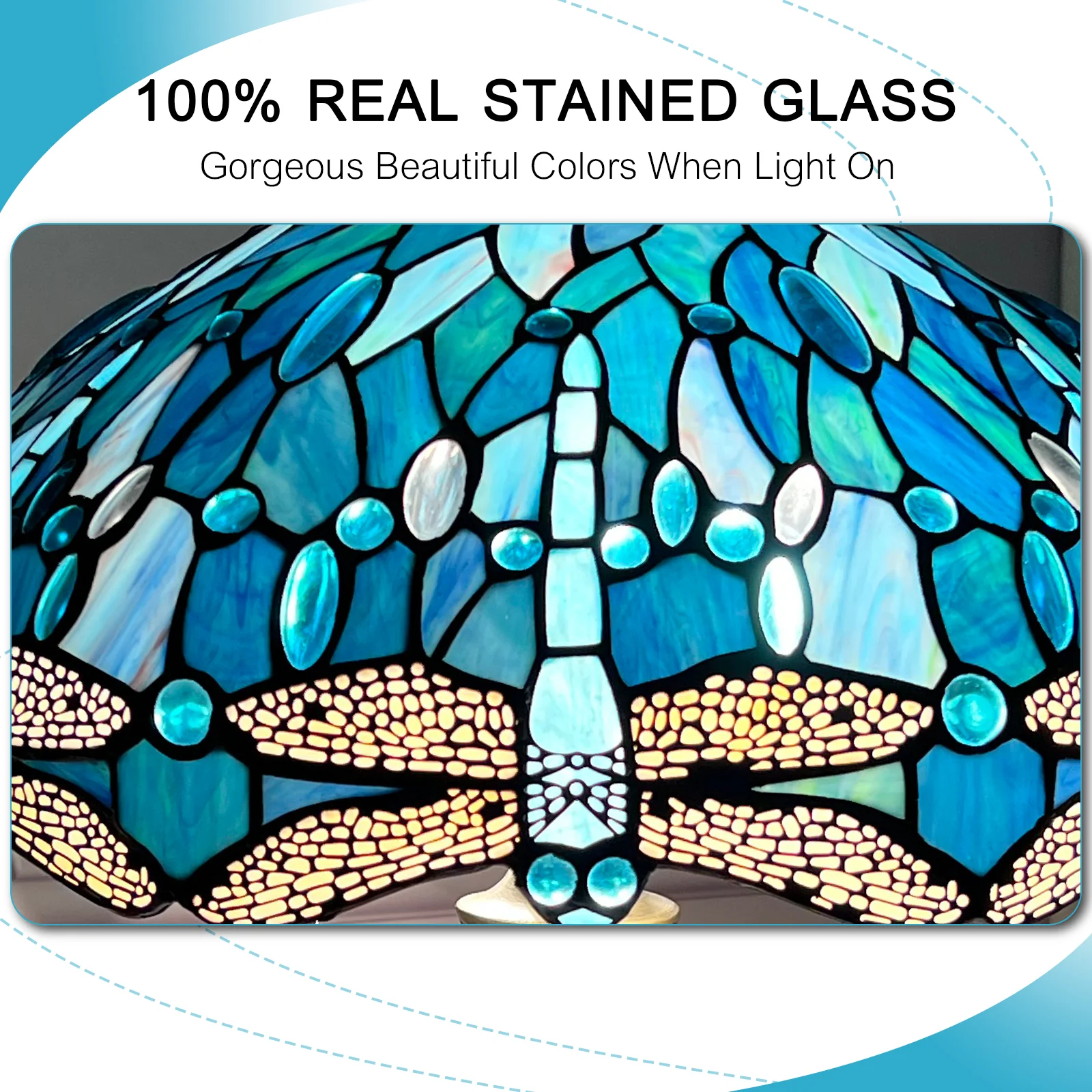 Tiffany Table Lamp[W16''xH24''], Tiffany Table Lights Antique Stained Glass Bedside Table Lamp for Bedside/Desk Reading/Living Room/Home Office/Bedroom(Dragonfly) - Image 4