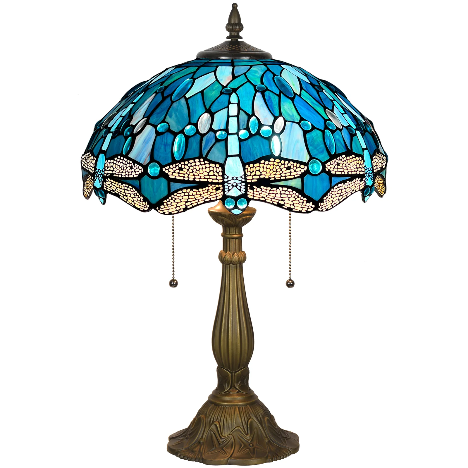 Tiffany Table Lamp[W16''xH24''], Tiffany Table Lights Antique Stained Glass Bedside Table Lamp for Bedside/Desk Reading/Living Room/Home Office/Bedroom(Dragonfly) - Image 8
